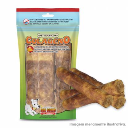 Roll Médio 5"x20mm com Cobertura de Carne Bovina. Cartela com 4 unidades.