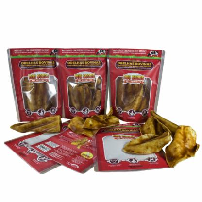 Orelha Bovina Mastigável para Cães. Pacote com 4 unidades.