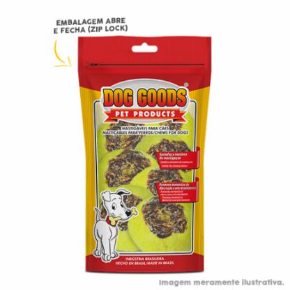 Petisco divertido para cães em formato de bolinho amarelo. Pacote com 7 unidades