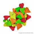 Petiscos extrusados coloridos em formato de coração - Pacote com 40 unidades