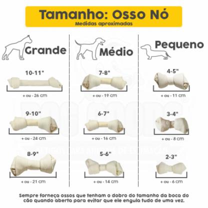 Osso Nó Natural 3-4". Pacote grande com 30 unidades